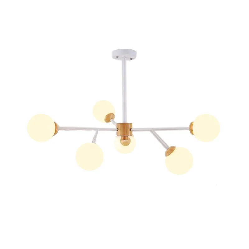 Lámpara colgante con esfera de vidrio lechoso, accesorio de iluminación suspendido contemporáneo de 6/15 cabezas, color bl...