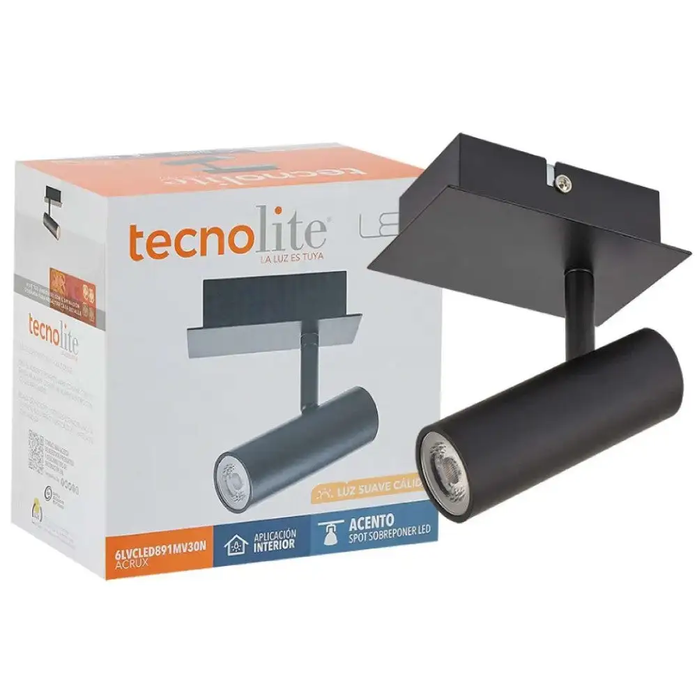 Lámpara de interior led tecnolite han i spot para sobreponer 6w luz mullido cálida dirigible negro
