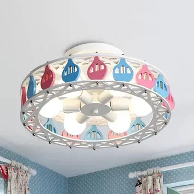 Lámpara de techo de dibujos animados de seis luces de metálico con montaje semi empotrado de tambor para sala de enfermerí...