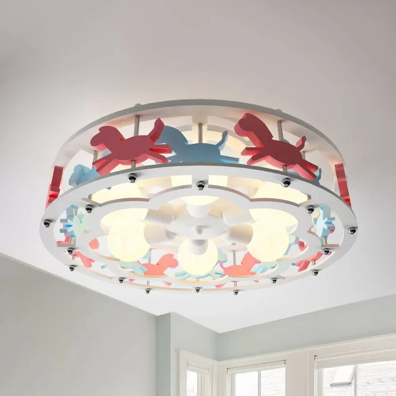 Lámpara de techo de dibujos animados de seis luces de metálico con montaje semi empotrado de tambor para sala de enfermerí...