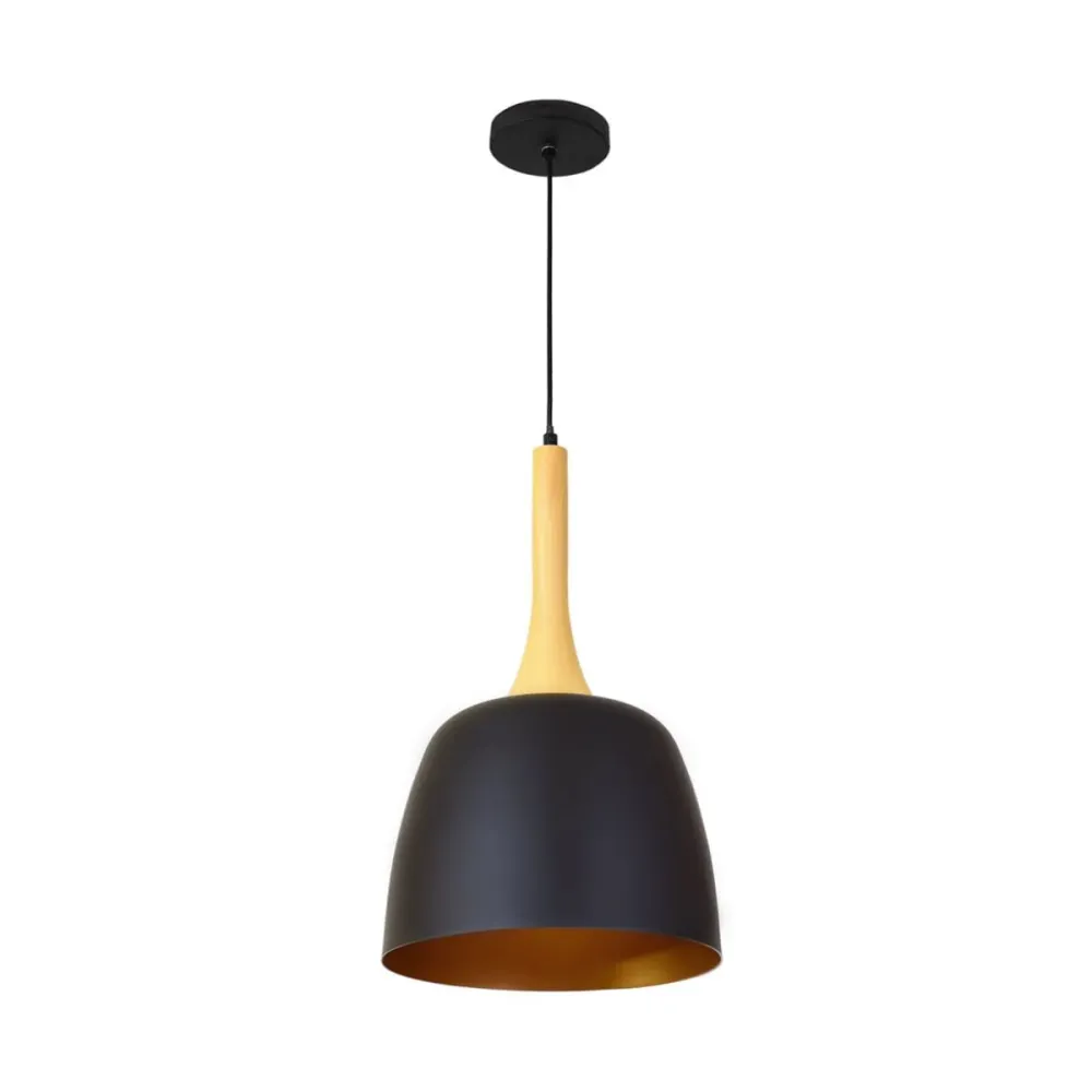 Lámpara de techo Guga Lumit 60W altura regulable negro/oro Ø26 cm con Tecnologí de Larga Duración