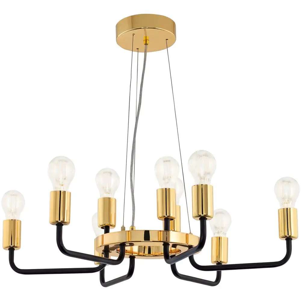 Luminario colg. 60W. 9 Luces acero dorado negro mate e26 s/lamp. 95216 Paltas | Envío Rápido