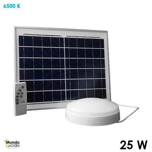 Luminario led solar 25w sellado redondo 6500k t carga 5-6h mundo lucido de Baja Autodescarga