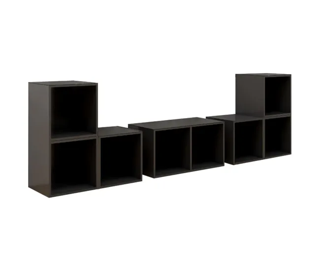 Muebles de salón 6 piezas madera de ingenierí gris brillo con Garantí