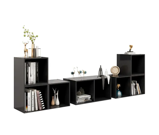 Muebles de salón 6 piezas madera de ingenierí gris brillo con Garantí