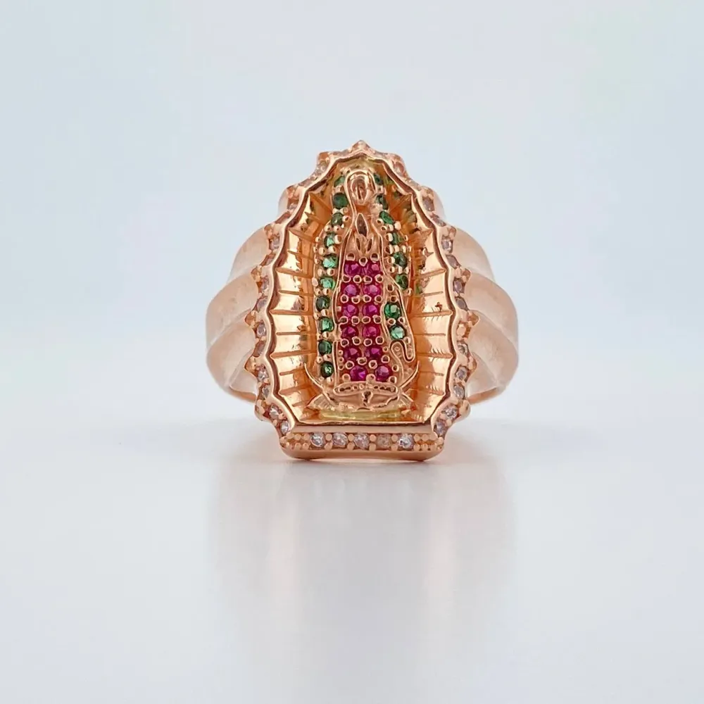Pack de Pilas Anillo Virgen Guadalupe 6.5gr / T6 / Circones Blancos Verdes Fucsias Oro Rosa 18K $