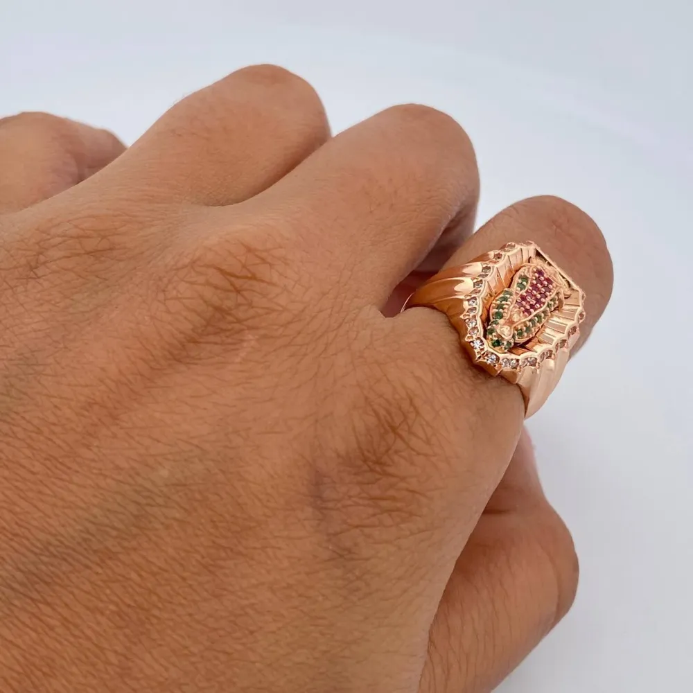 Pack de Pilas Anillo Virgen Guadalupe 6.5gr / T6 / Circones Blancos Verdes Fucsias Oro Rosa 18K $
