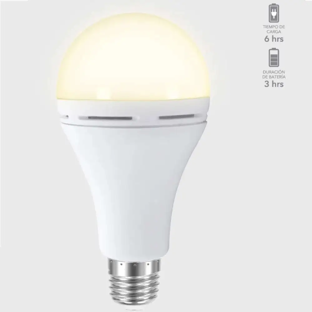 Pack de Pilas Kit de 6 focos recargables led a19 9w blanco calido base e27 tecnolite