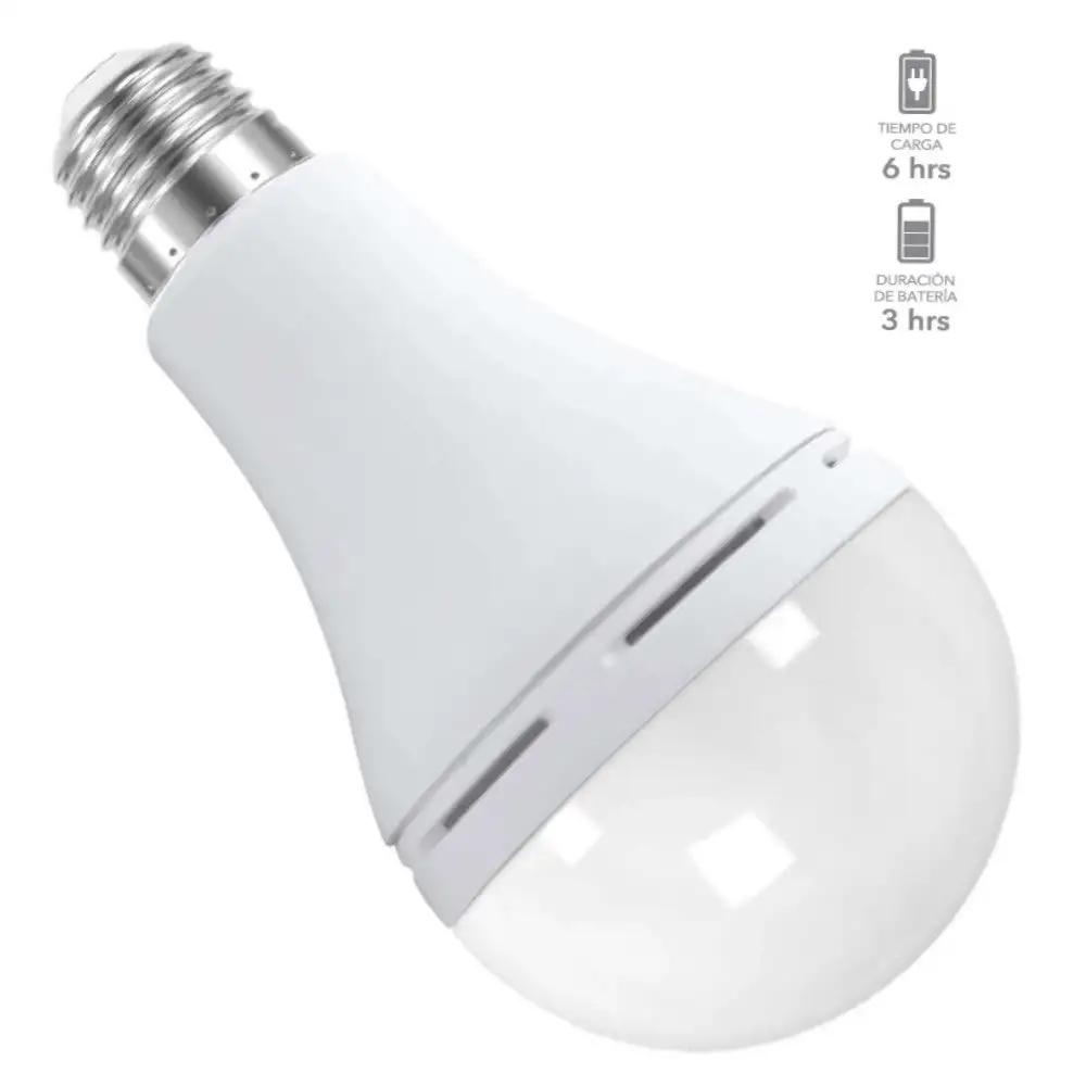 Pack de Pilas Kit de 6 focos recargables led a19 9w blanco calido base e27 tecnolite