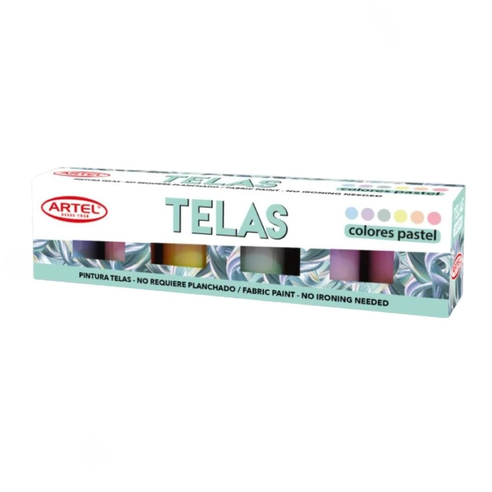 Pack de Pilas Pintura Para Telas 6 Colores Pastel 15 ml