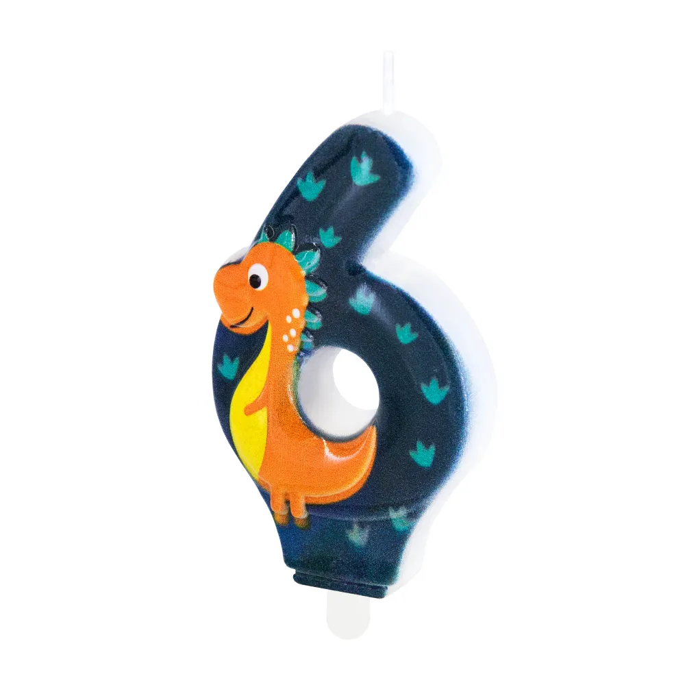 Pack de Pilas Vela tarta dinosaurios número 6