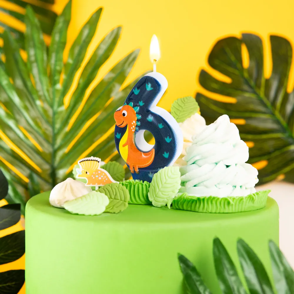 Pack de Pilas Vela tarta dinosaurios número 6