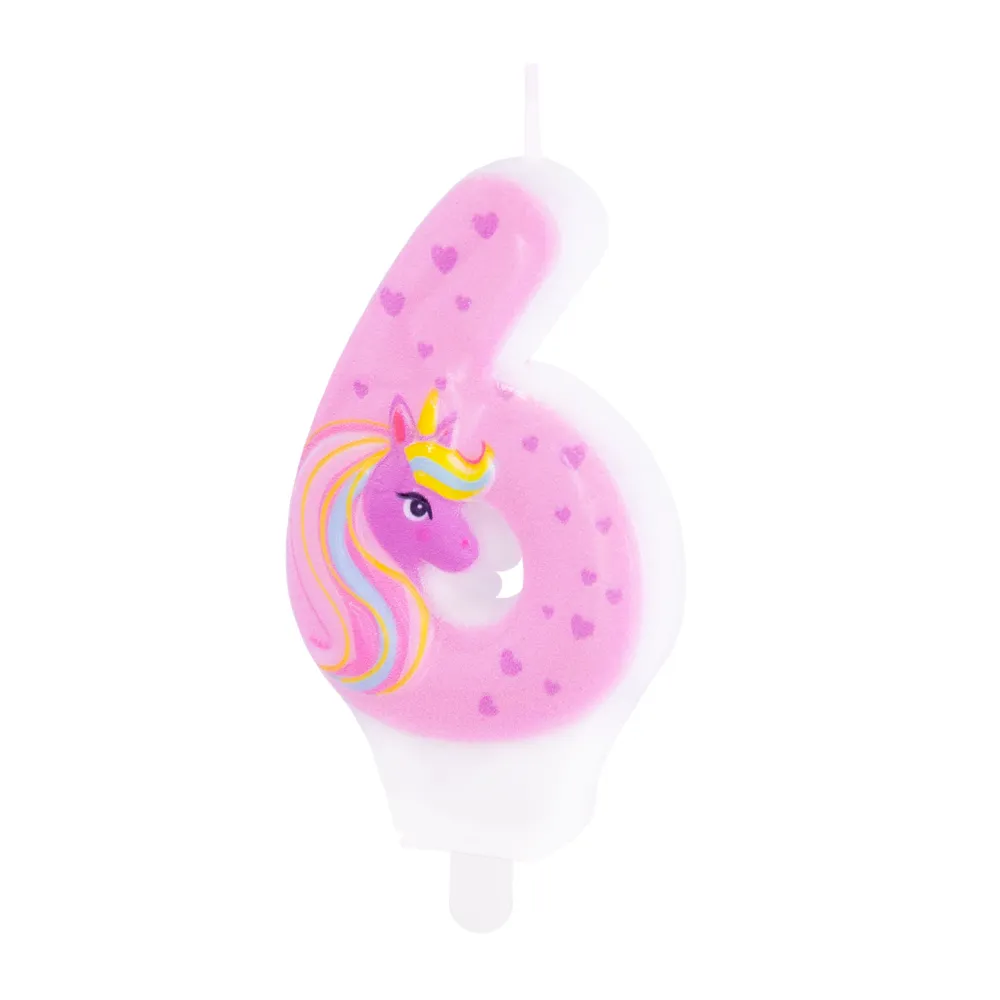 Pack de Pilas Vela tarta unicornio número 6