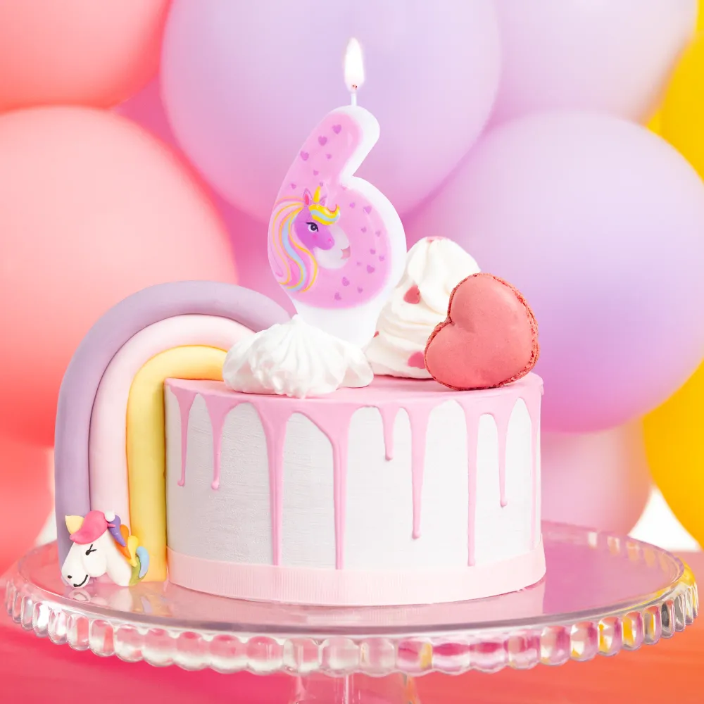 Pack de Pilas Vela tarta unicornio número 6