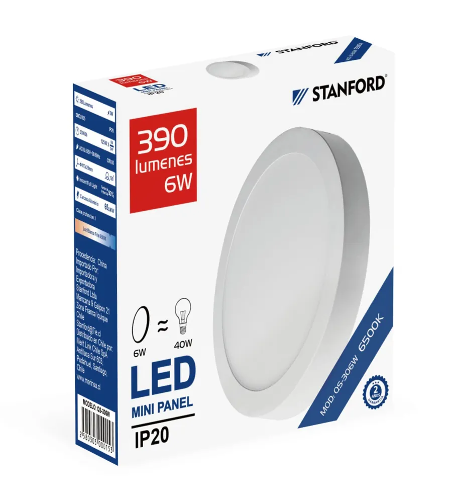 Pilas Alcalinas PANEL LED REDONDO SOBREPUESTO 6W 6500K