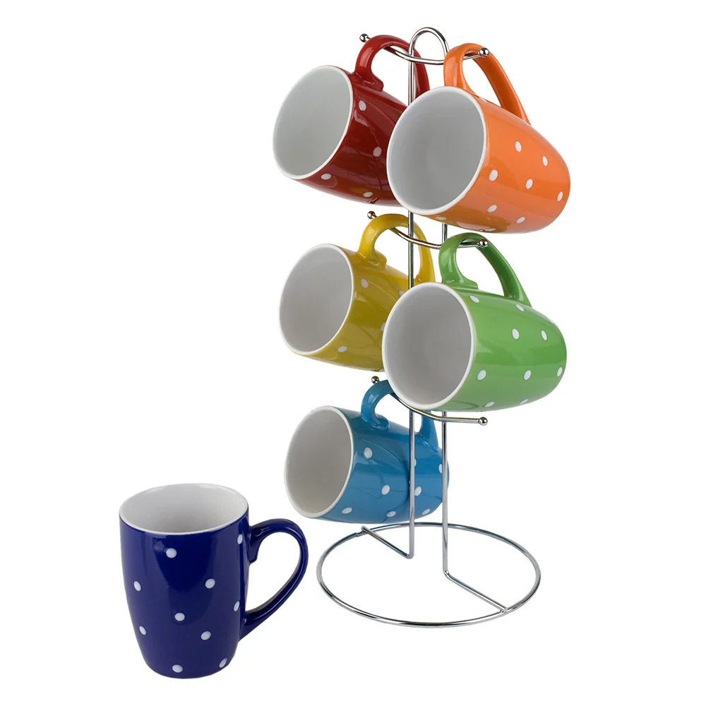 Pilas de Litio Home Basics Soporte para tazas de 6 piezas con estampado de lunares