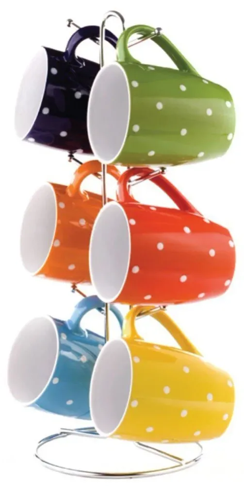 Pilas de Litio Home Basics Soporte para tazas de 6 piezas con estampado de lunares