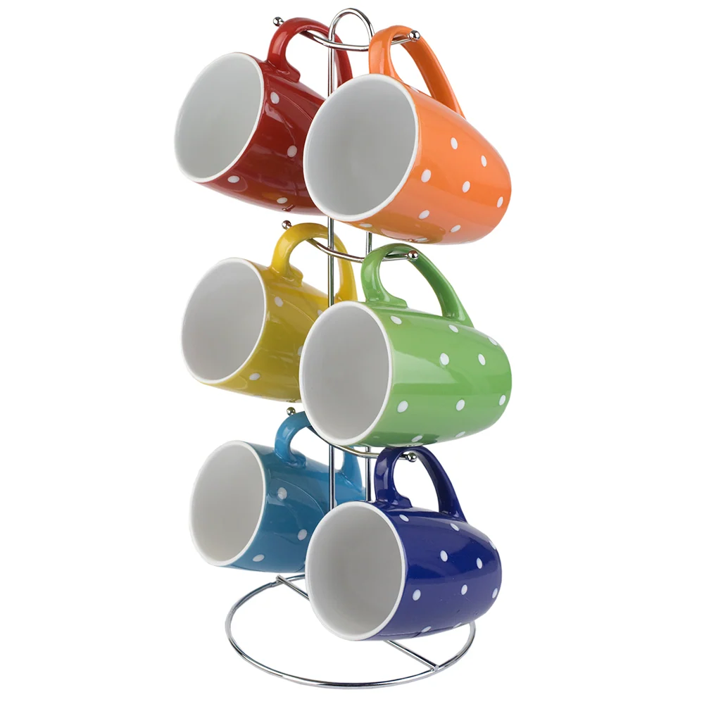 Pilas de Litio Home Basics Soporte para tazas de 6 piezas con estampado de lunares