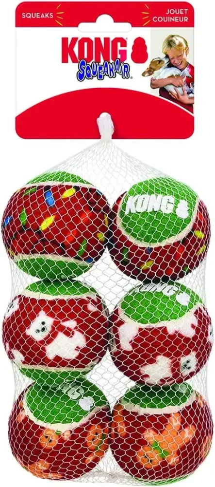 Pilas de Litio Kong Navidad Squeakair Balls 6-Pk Sm
