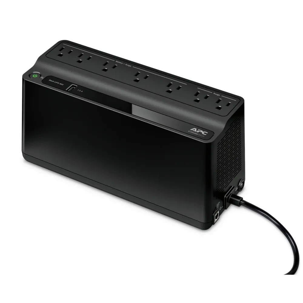 Pilas de Litio UPS APC 600VA 120V con 7 Tomas y 1 Puerto USB BE600M1 - Protección Ininterrumpida para Dispositivos Electró...