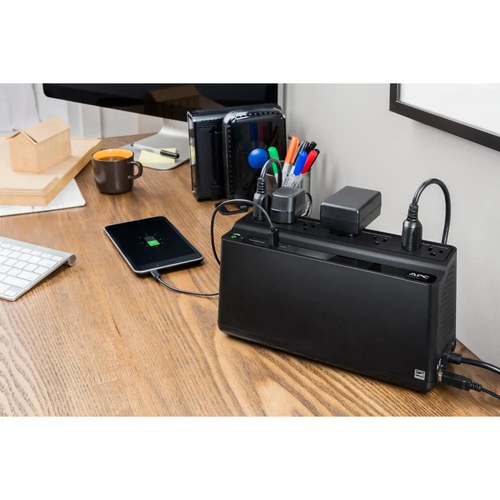 Pilas de Litio UPS APC 600VA 120V con 7 Tomas y 1 Puerto USB BE600M1 - Protección Ininterrumpida para Dispositivos Electró...