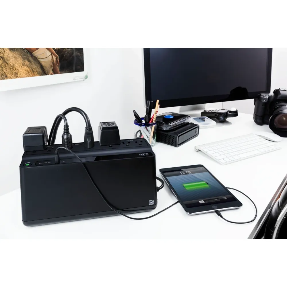 Pilas de Litio UPS APC 600VA 120V con 7 Tomas y 1 Puerto USB BE600M1 - Protección Ininterrumpida para Dispositivos Electró...