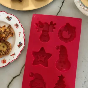 Pilas de Reloj Molde De Silicona Con 6 Figuras Navideñas