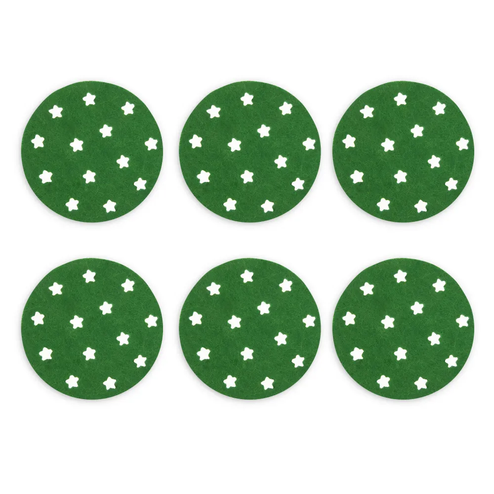 Posavasos navideños para tazas Estrellas verdes 6 uds.