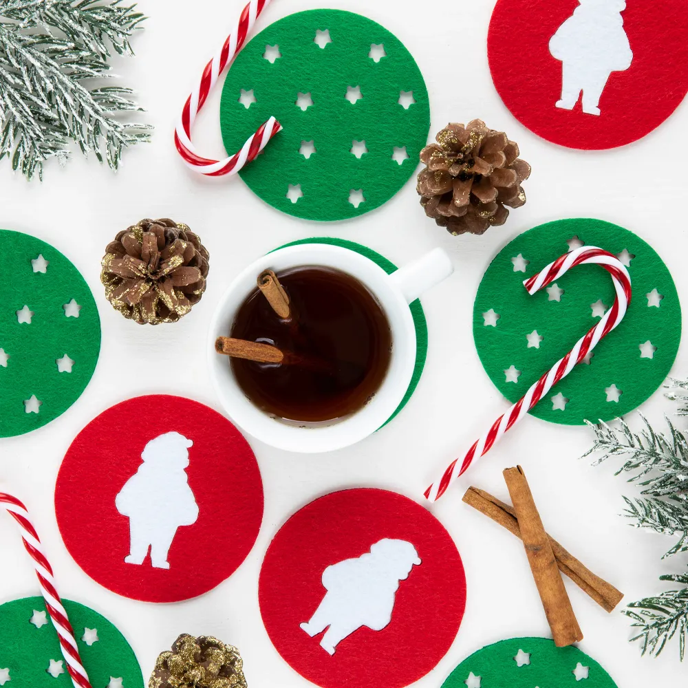 Posavasos navideños para tazas Estrellas verdes 6 uds.