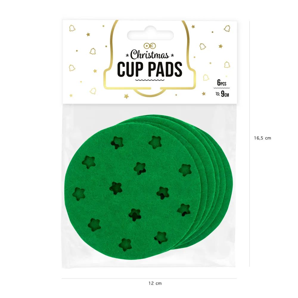Posavasos navideños para tazas Estrellas verdes 6 uds.