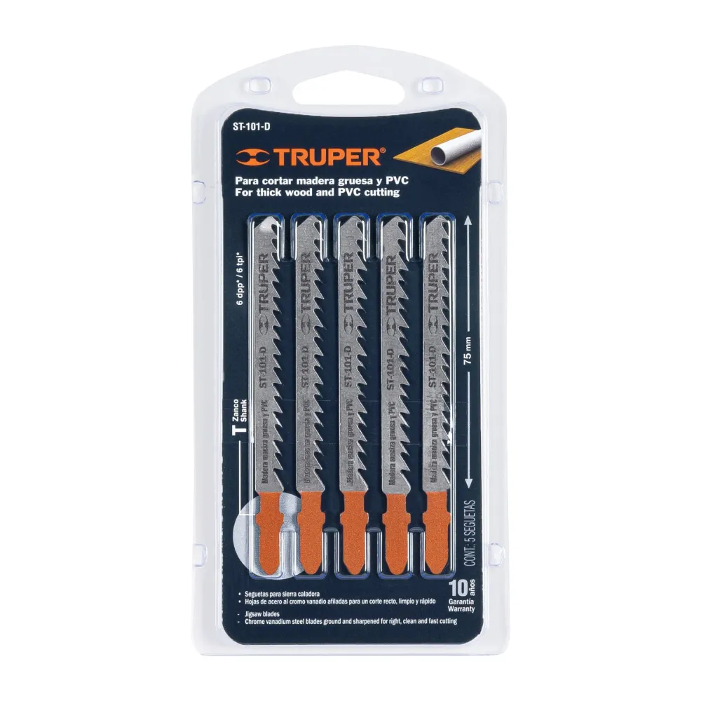 Recargables Premium Segueta caladora,cortes rectos madera,zanco t,6dpp,5 pzas