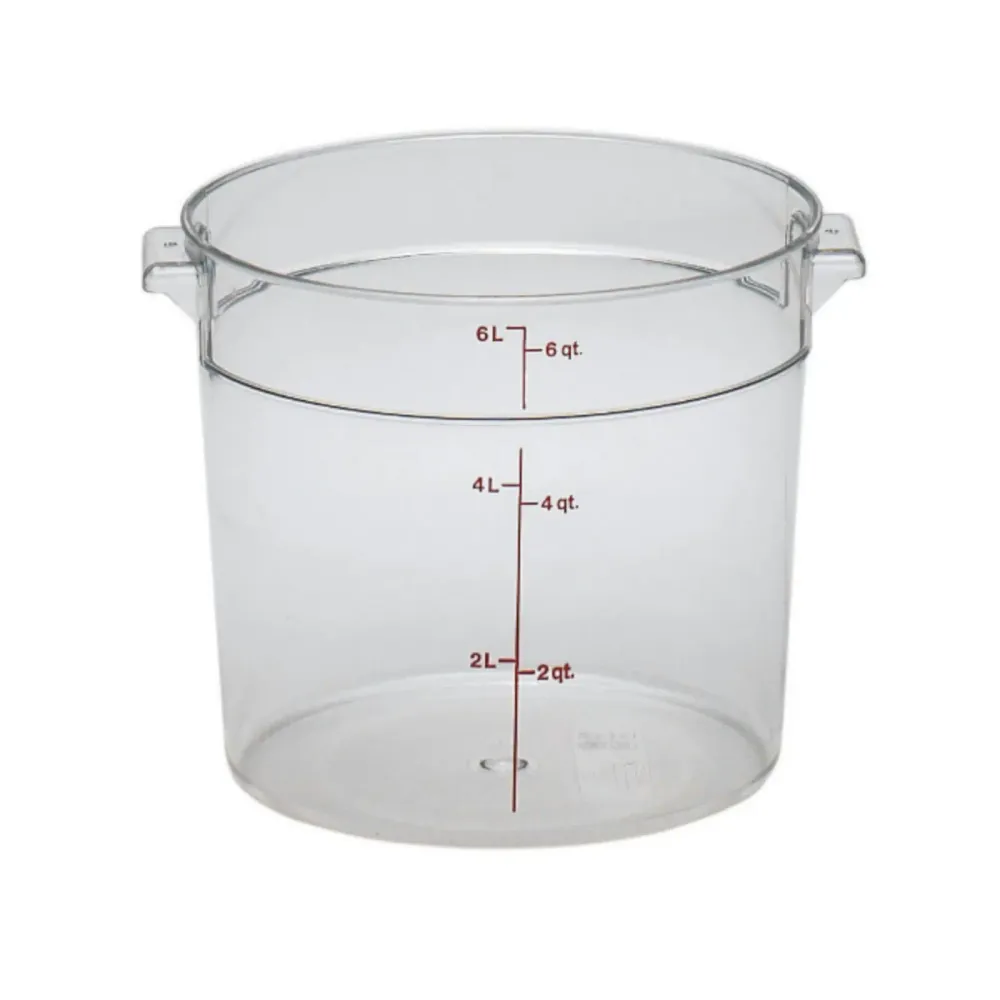 Recipiente de policarbonato graduado redondo 6 qt 24 pzas | Recargables 1000 Veces |