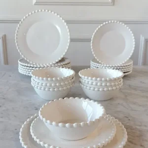 Service en Porcelaine Blanche « Motif Petites Perles » pour 6 Personnes para Mandos Distancia