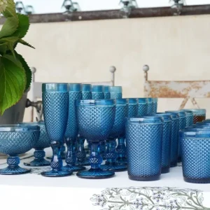 Set Completo Cristalerí Azul Opaco Picos 6 Pers