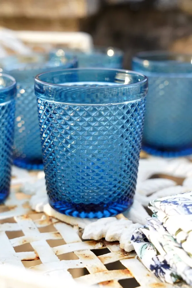 Set Completo Cristalerí Azul Opaco Picos 6 Pers