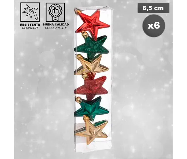 Set de 6 estrellas de Navidad plástico | Envío Rápido