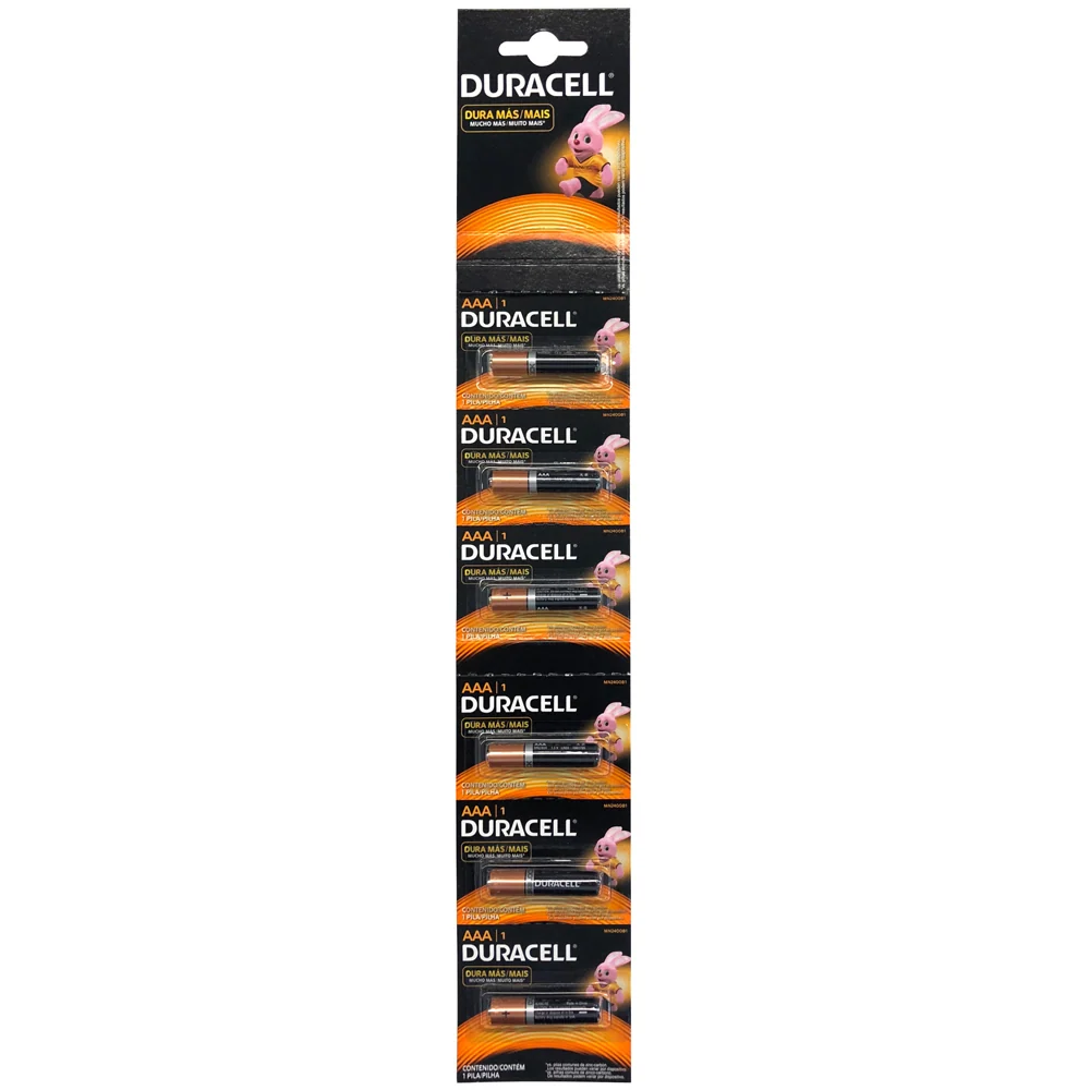 Tira de pilas alcalinas Duracell® "AAA", 6 piezas Surtek de Baja Autodescarga