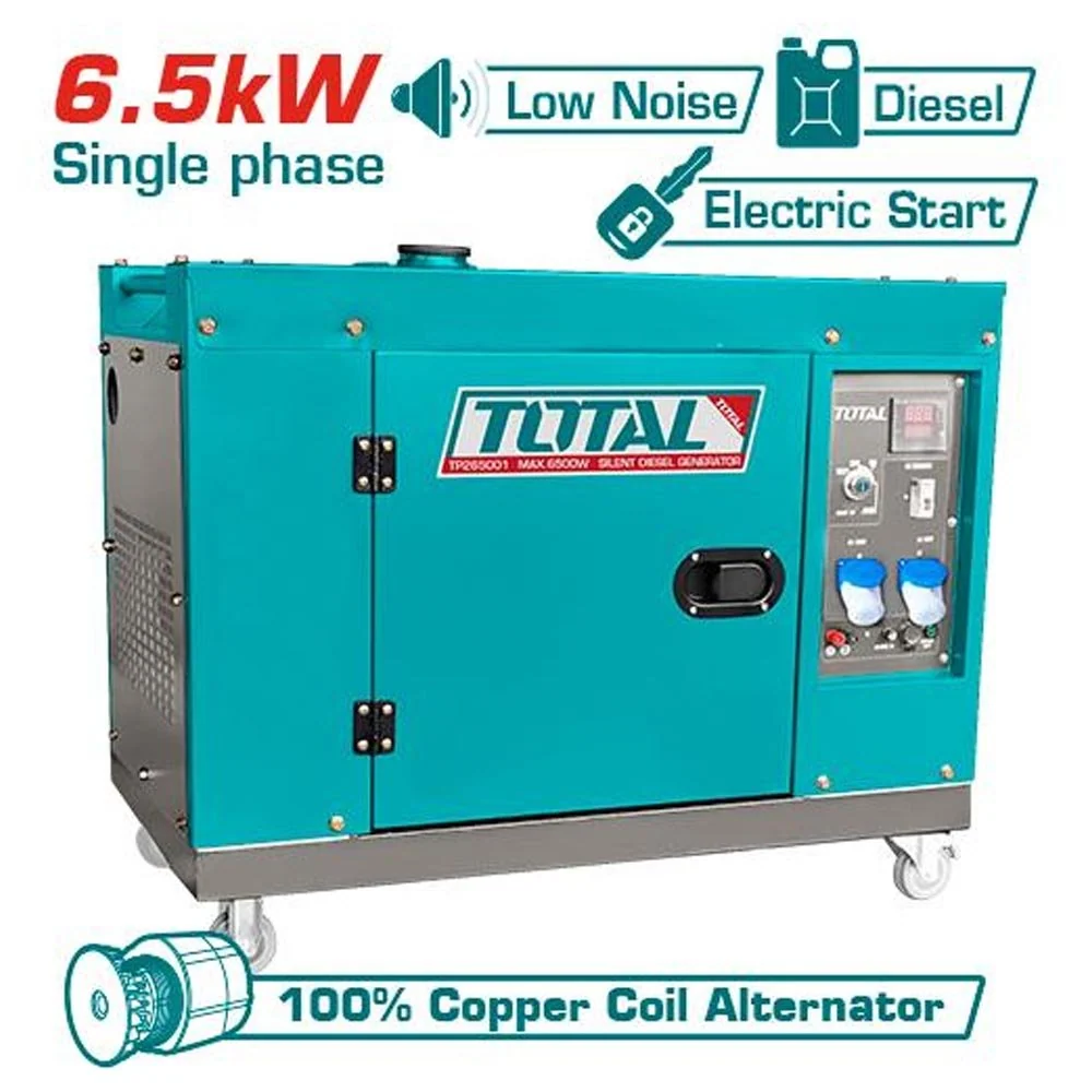 TP265001- Groupe Électrogène TOTAL 6,5 kW Diesel Silencieux