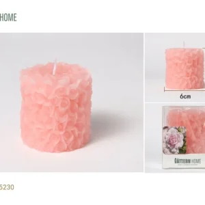 Vela de pilar de 6 x 6 cm con aroma rosa de parafina (rosa) que arde durante 6 horas con Tecnologí de Larga Duración