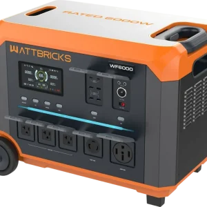 WATTBRICKS WF6000 | Peak Watts 12,000W | 3,100Wh | 120V / 240V + Placa Solar de 400 Watts