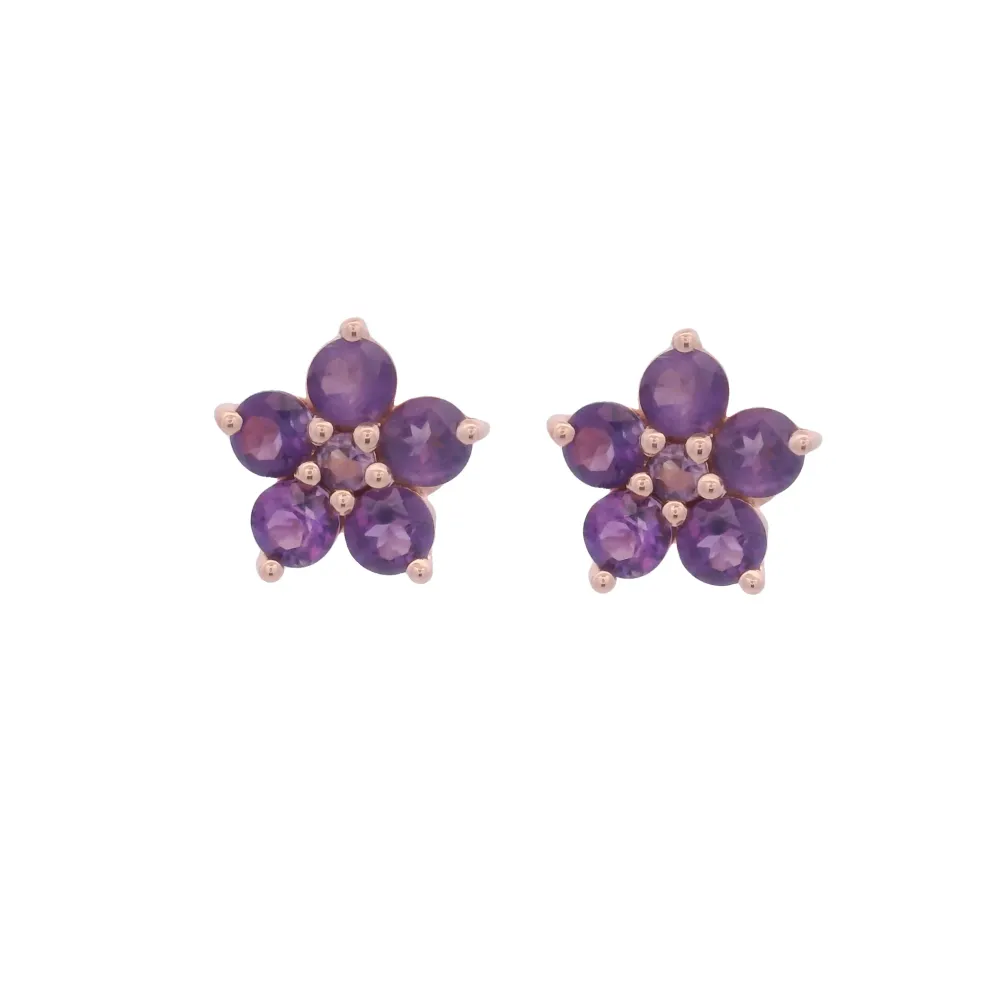 925RG FLOWER 9MM AMETHYST AFRICAN CENTER AMETHYST BRAZILIAN EARRINGS Resistentes Derrames