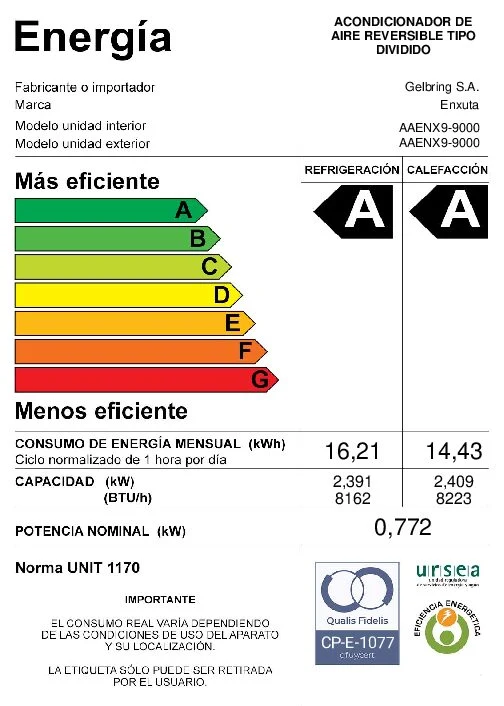Aire Acondicionado – AAENX9 – 9.000 BTU – ENXUTA AA - 24 Unidades