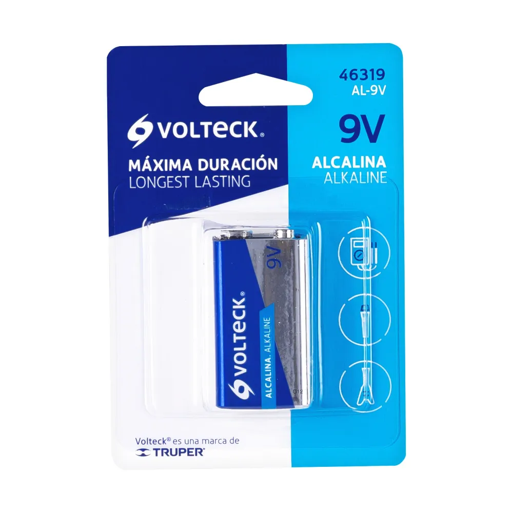 Alta Duración Pila alcalina 9v, blister, Volteck