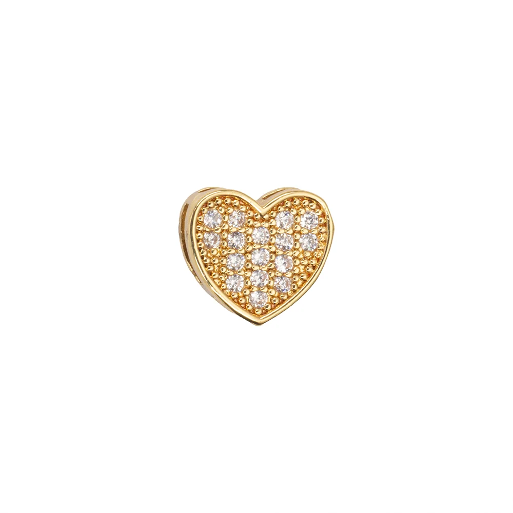 Alta Duración Separador Chapa Corazón con Circonia 9.2x10mm Dorado