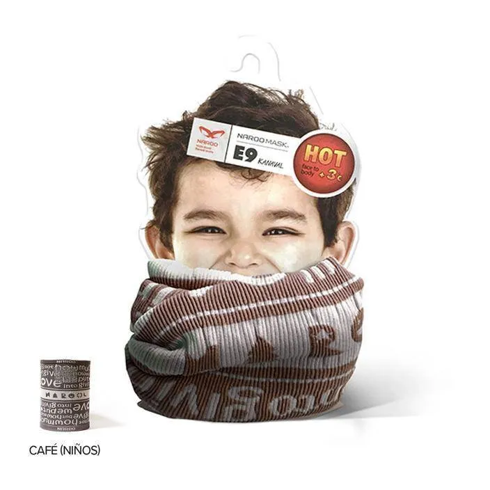 Bandana De Invierno Kids De dos caras E9 -Brown con Certificación RoHS