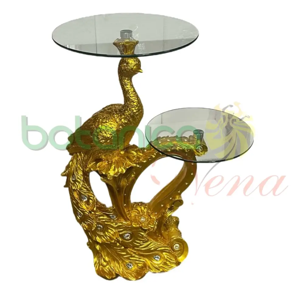 Base/Pedestal Doble De Pavo Legítimo Dorado 39"X19"