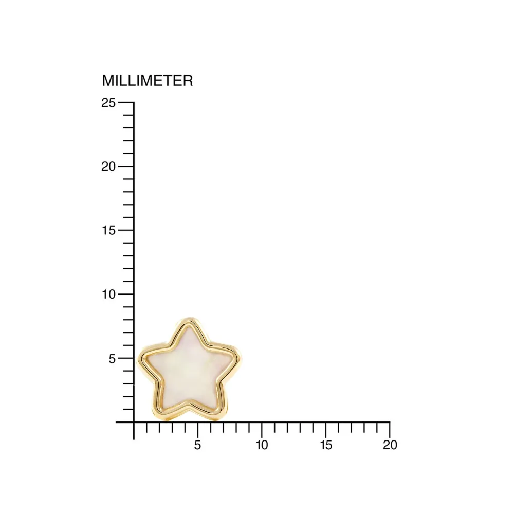 Baterí de 9V Pendientes Mujer-Niñ Oro Amarillo 9K Nacar Estrella Brillo