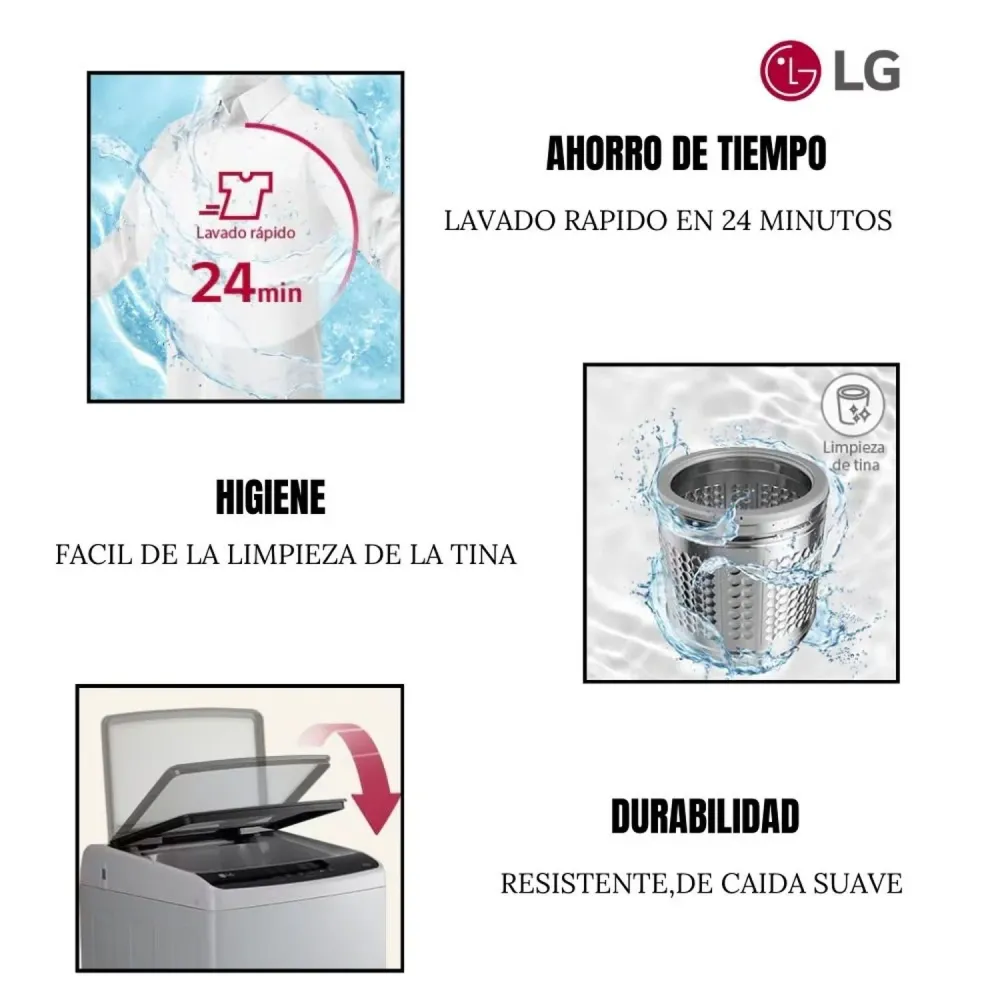Baterías Recargables Lavadora LG Carga Superior Avanzado Inverter WT9GL 9 KG - Gris