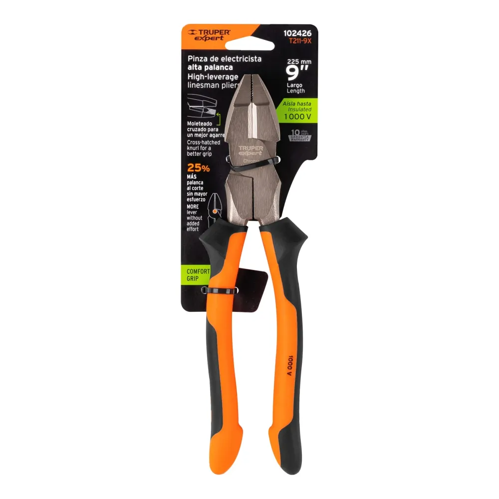 Baterías Recargables Pinza para electricista 9' alta palanca mango Comfort Grip