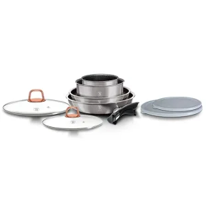 Berlinger Haus Moonlight Baterí de Cocina Aluminio Forjado 9 Piezas, Inducción, Asa Extraíble, Cazuelas Apilables Tapas, ,...